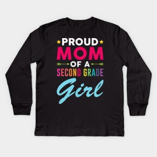 Proud Mom Of A Second grade Girl Back To School Kids Long Sleeve T-Shirt